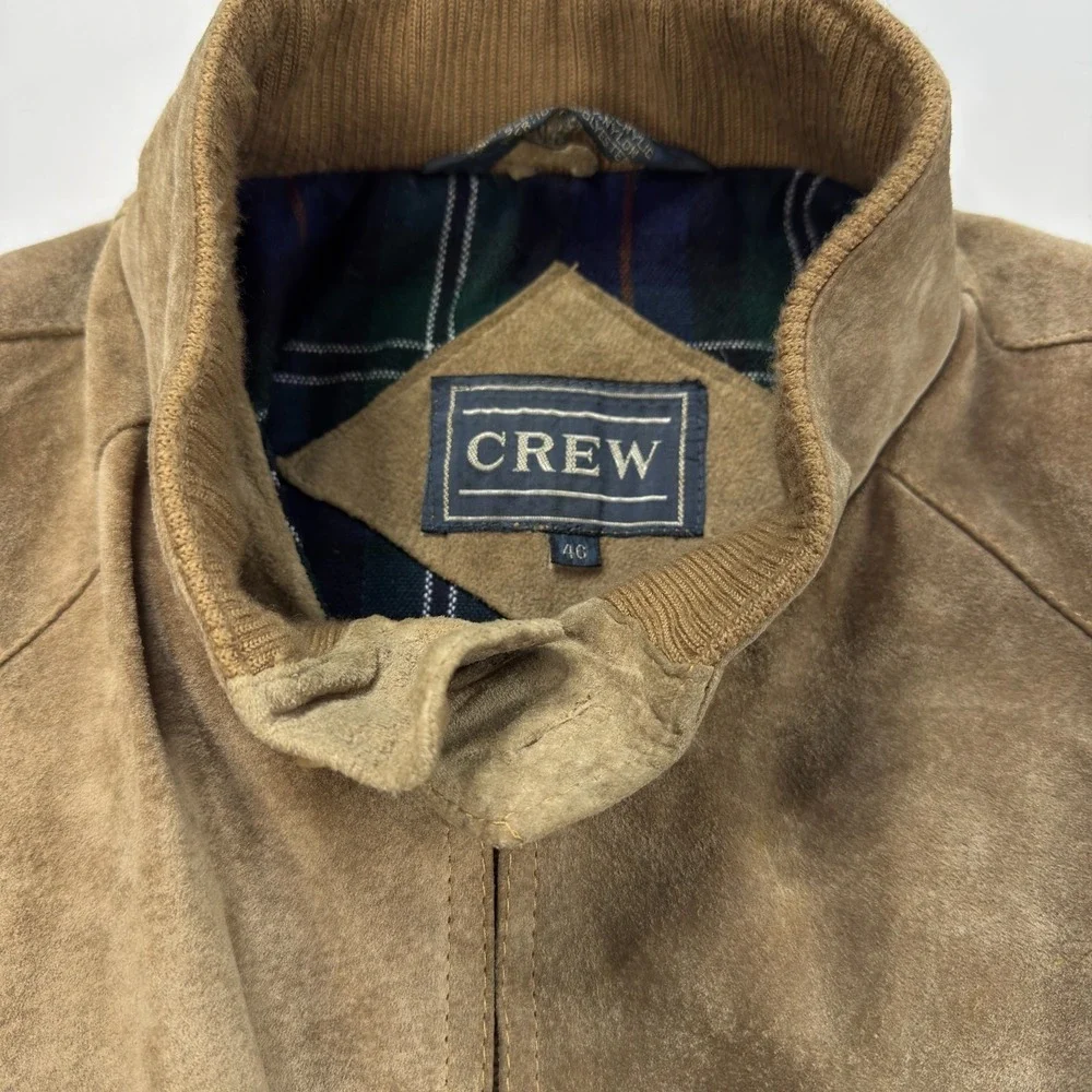 Vintage Crew Suede Leather Jacket‎ Mens Size L (40) Bi-Swing Harrington Tan